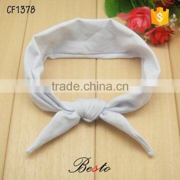 Wholesale custom strentch white baby turban cottone tie knot headband