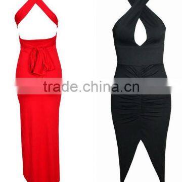 OEM 2015 Summer Solid Color Halter Sexy Personality Irregular Bandage Cocktail Dresses photo-3