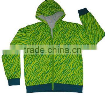 Professional Fleece Wear Manufacturer designs itself full print fleece hooded men casual jacket polyester ,240g brushed inside