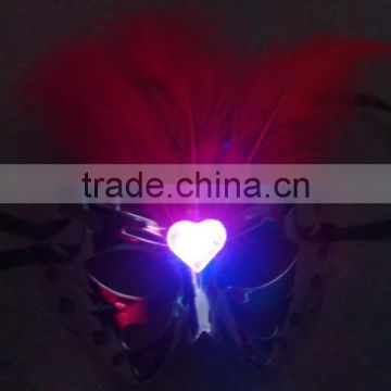 2014 wholesale feather led flashing light party masks