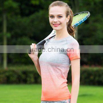 Custom Women Seamless Nylon Yoga T Shirt photo-5