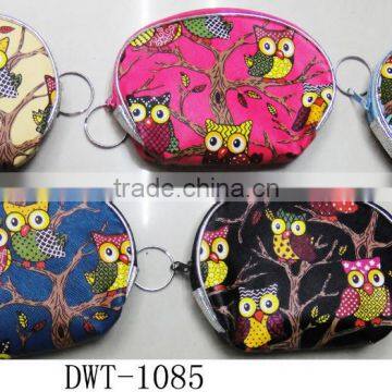 Fashion hot popular pvc leather cheap gift owl purse