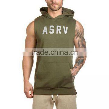 2016 Hooded Sleeveless Undershirt Cotton Sport Vest Waistcoat Sleeveless Tank Top Mens Fitness Hoodies Sweatshirts photo-2