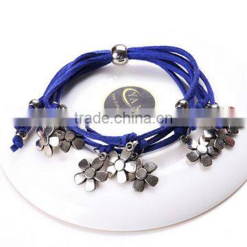 diy sunflower charms jewelry bracelets korean style suede leather flower charms bracelets for her gifts 2016