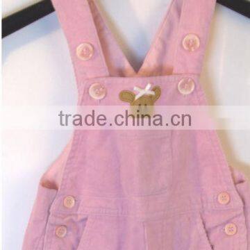 Kids lovely bear appliqued pink overalls boutique overalls