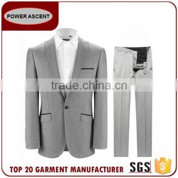 Wholesale Men Classic Arrow Lapel Fashion 1-Button Gray Trim Suits For Sale photo-4