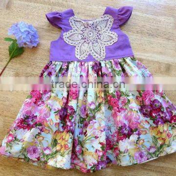 Girls One Piece Lace Dress Purple Top Floral Skirt Kids frock designs Pictures