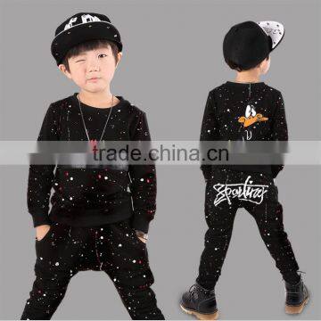 Custom Wholesale Handsome 95% Cotton 5% Polyester Kids Winter and Printing Boys Dance Costume Hoodies and Harem Pants Sets photo-4