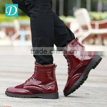 New Boots Mens Casual Patent Leather Winter Round Toe Martin Boots photo-2