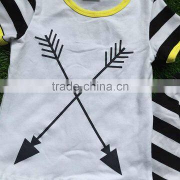 Girls Summer Outfits Baby Girls Boutique Clothing Girls Arrow Outfits Stripe Capri Pants Sets With Matching Bows photo-2