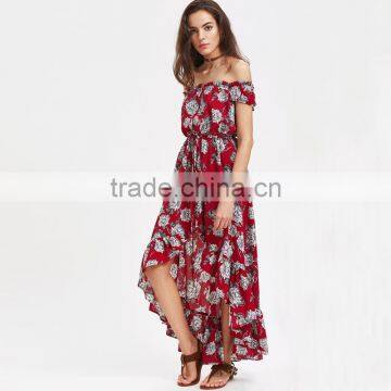 Scarlet 2017 Irregular Hem and Off-shoulder Chiffon Ladies Long Dress photo-2