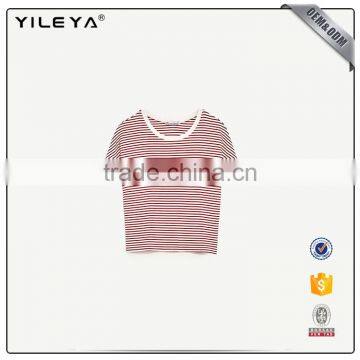 Casual Tops Strip Round-neck Camiseta Top photo-3