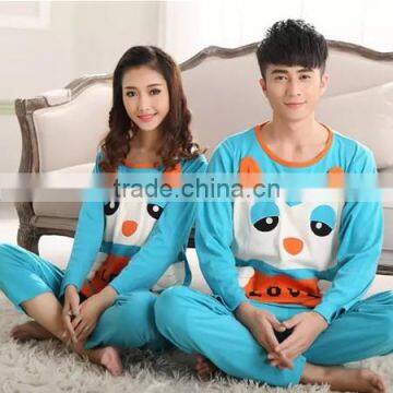 2015 Wholesale Blue Cotton Couple Pajamas photo-3