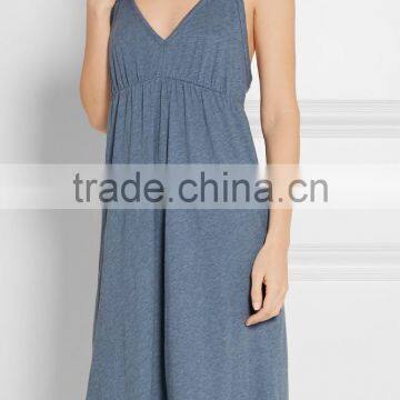 High Quality Soft Pima Cotton Nightdress Woman Nightwear Sleepwear With Crisscross Back Straps Design photo-2