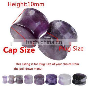 2017 Hot Amethyst Flare Plug With O Ring Natural Stone Ear Plug photo-2