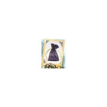 Purple Organza Drawstring Gift Bags Printed, Fabric Jewelry Pouches