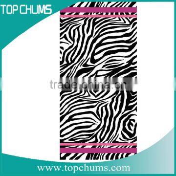 Zebra 100% Polyester cotton terry velour beach towel