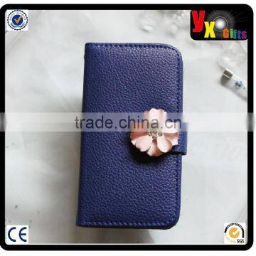 Durable flower blue leatherette wallet iphone5c case - leatherette iphone5c case/engraving diy art