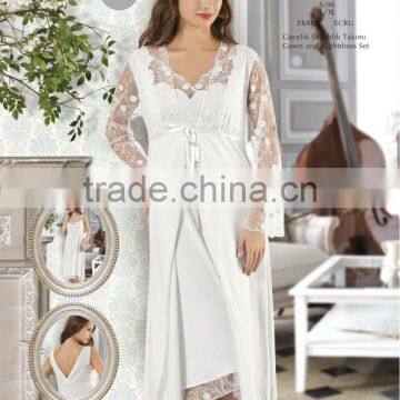 fashionable cotton gown and nightdress set