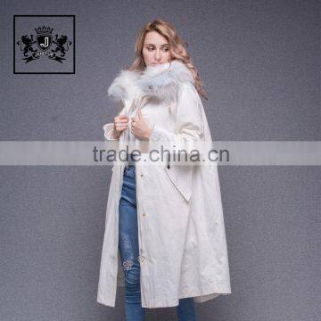 2017 Fashionable Newest fashionable women long sleeve winter real raccoon fur collar real rabbit fur lined parka with embroidery