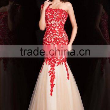 Elegant Sheath / Column Off-The-Shoulder Floor-length Lace prom Party dress evening dress P025