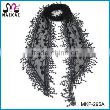 Wholesale woman's fashion polyester cotton lace scarf guangzhou