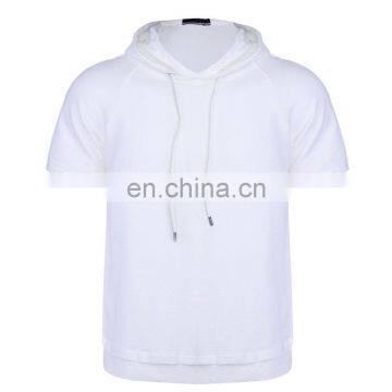 White and Black Color Men's Custom Short Sleeve Hoodie With Hood