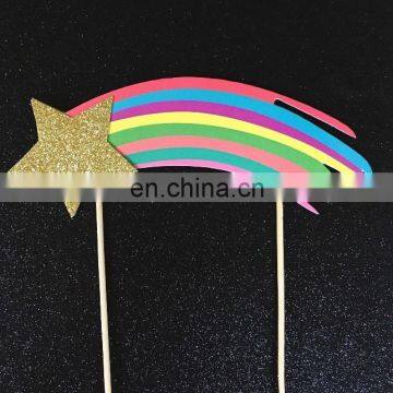 Rainbow cake topper Shooting Glitter Gold Star cake topper