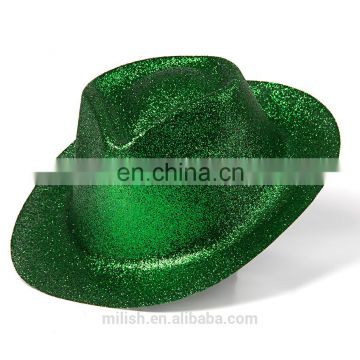 MH-2168 Party kit PVC Dark Green Glitter Plastic Cowboy Fedora Hat