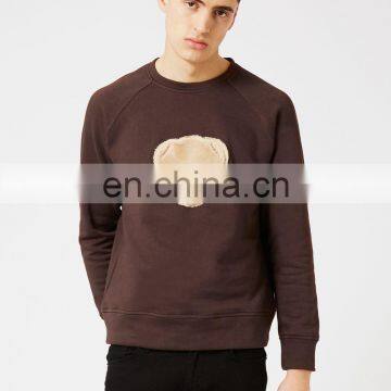 Casual cute textured embroidered detial crew neck men sweatshirt fashion