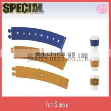 Foldable and each carry felt die cut hot coffee cup sleeve