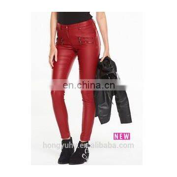 2016 wholesales price very multi zip coated biker jean red hot pants