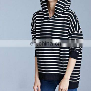 Manufacturer Womens Ladies Hoodie Sweatshirt Hooded Tops Zip Stripe Casual T-shirt photo-2
