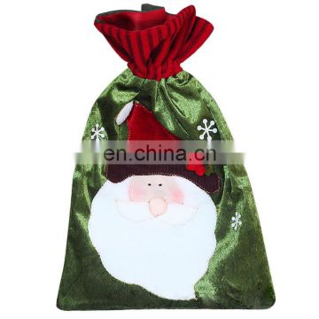 42*27CM Medium Drawstring Cloth Kid Christmas Gift Bag and Candy Bag - Green Santa Claus