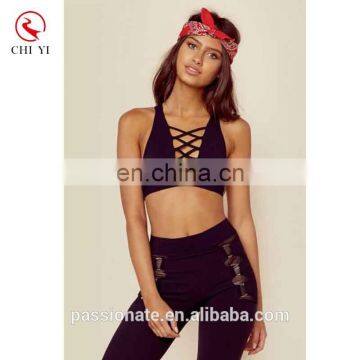 Manufacturer hot selling plain black girls sports bra and shorts set