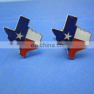 Texas map shaped metal cuff link, Texas flag metal cufflinks