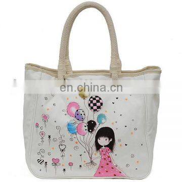 cartoon printing canvas bag for shopping