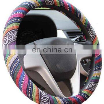 Ethnic Style Coarse Flax Cloth Automotive Steering Wheel Cover