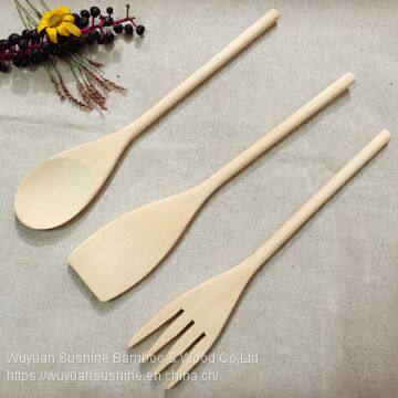 3 Pieces Wooden Cutlery for Kitchen,Contains Spoon, Spatula and Food Turner,Made of Chinese cherry