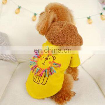 Pet Dog Simba Lion King Puppy Yellow Hoodie Woolen Cloth Clothes Tassel photo-3