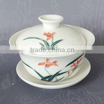 Flower Porcelain Gongfu Teacup Gaiwan 120ml,tureen