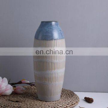 UK Simple Design Blue Ceramic Vase Custom Cheap Tall Floor Flower Vase for Wedding photo-2