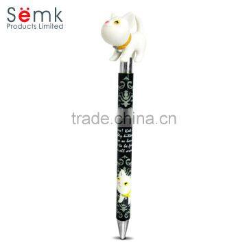 Promotional cute plastic ball point pen with animal head for school kids