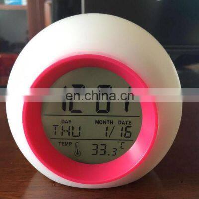 Touch Sensor Colors Changing Small Round Home Decoration Digital Clock Led photo-2