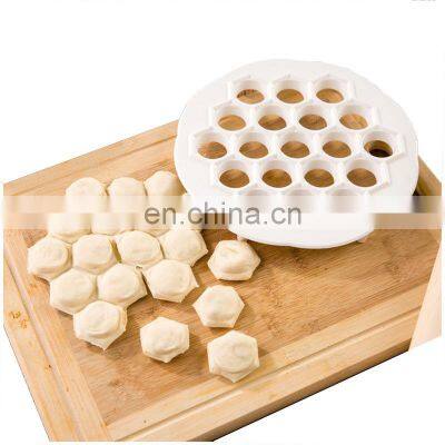 Kitchen Pastry Tools White Plastic Dumpling Mold Maker Dough Press 19 Holes Dumplings