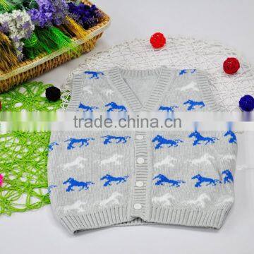 Knit Sweaters Horse Pattern Knitting Cotton T-Shirt Vests with Buttons