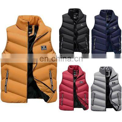 JACKETOWN Custom Logo Printed Men Winter Down Vest Jacket Stand Collar Sleeveless Cotton Down Jacket Body Warmer