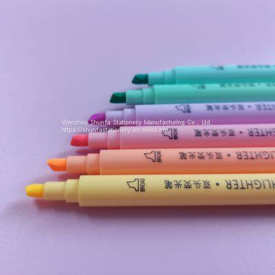 Good Quality Factory 6 Color Pastel Color Fluorescent Highlighter Double Tip Twin Marker Watercolor Pen for Children Student Art photo-3