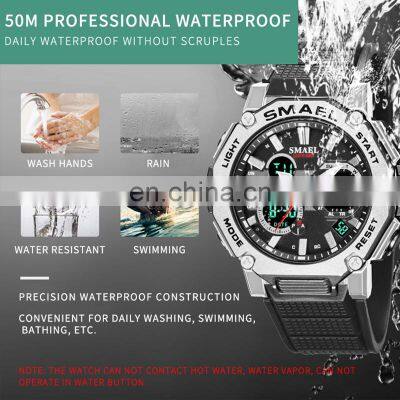 SMAEL 8047 Quartz Watches Sports Male Clock Alarm 50M Waterproof Stopwatch LED Back Light Wristwatches Men Watch Sport photo-3