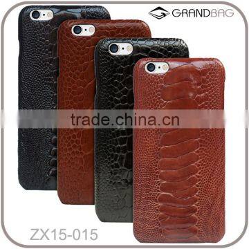 Luxury ostrich leg leather case for iphone 6 plus